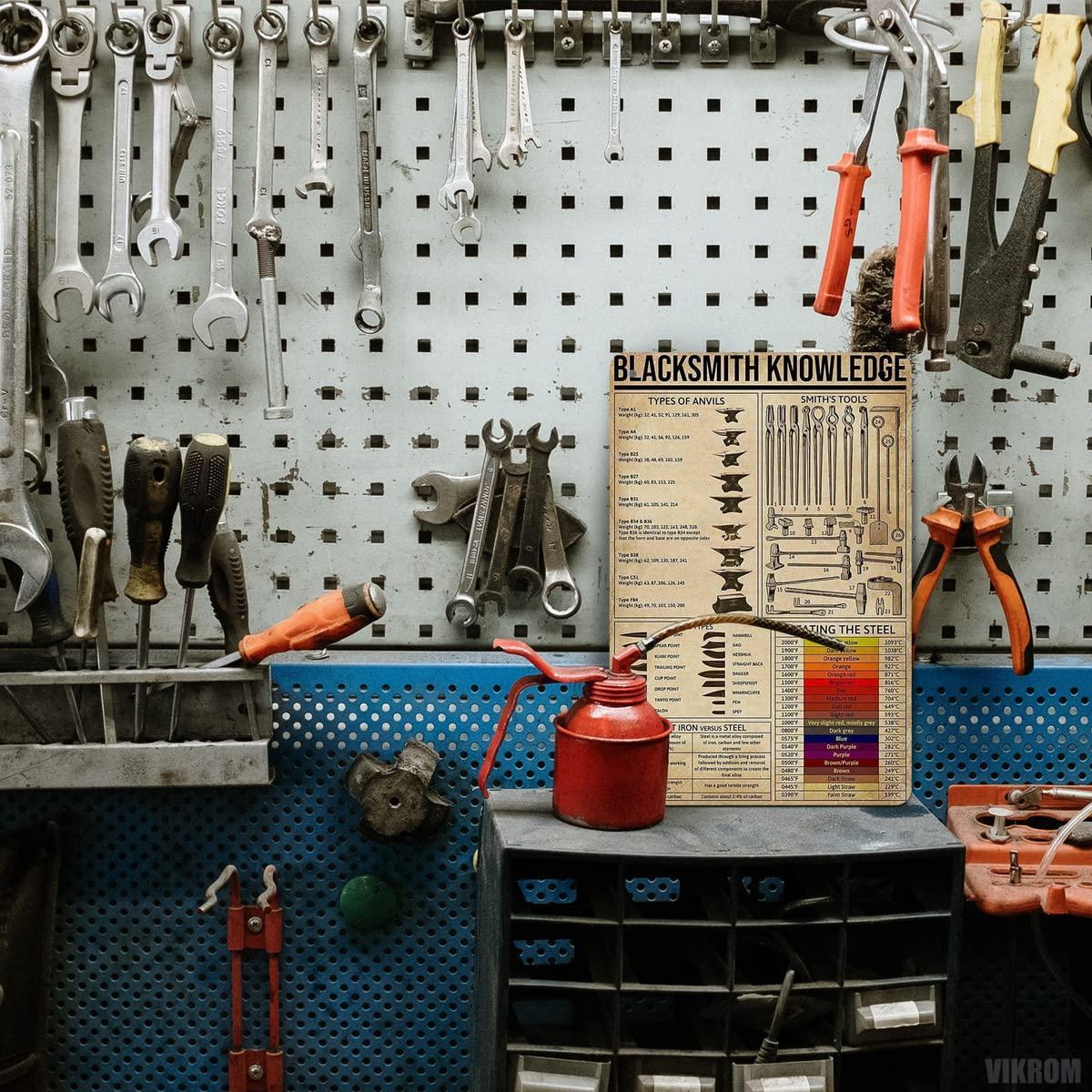 Poster Metal Signs Blacksmith Tools Metal Tin Sign Blacksmith Hammer