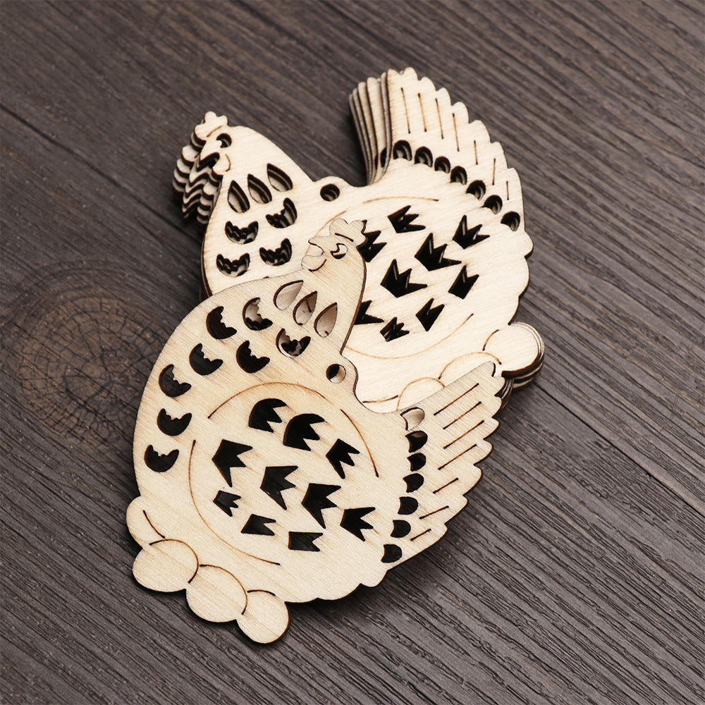 10pcs Happy Easter Eggs Natural Wooden Craft