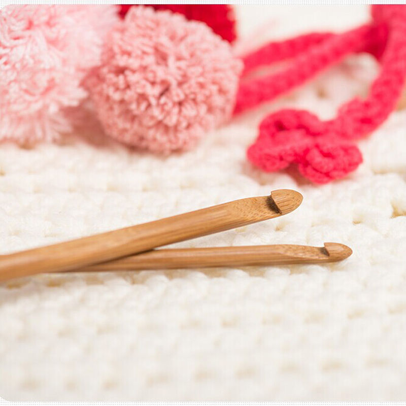 12pcs 6" Bamboo Handle Crochet Hook Knit Craft