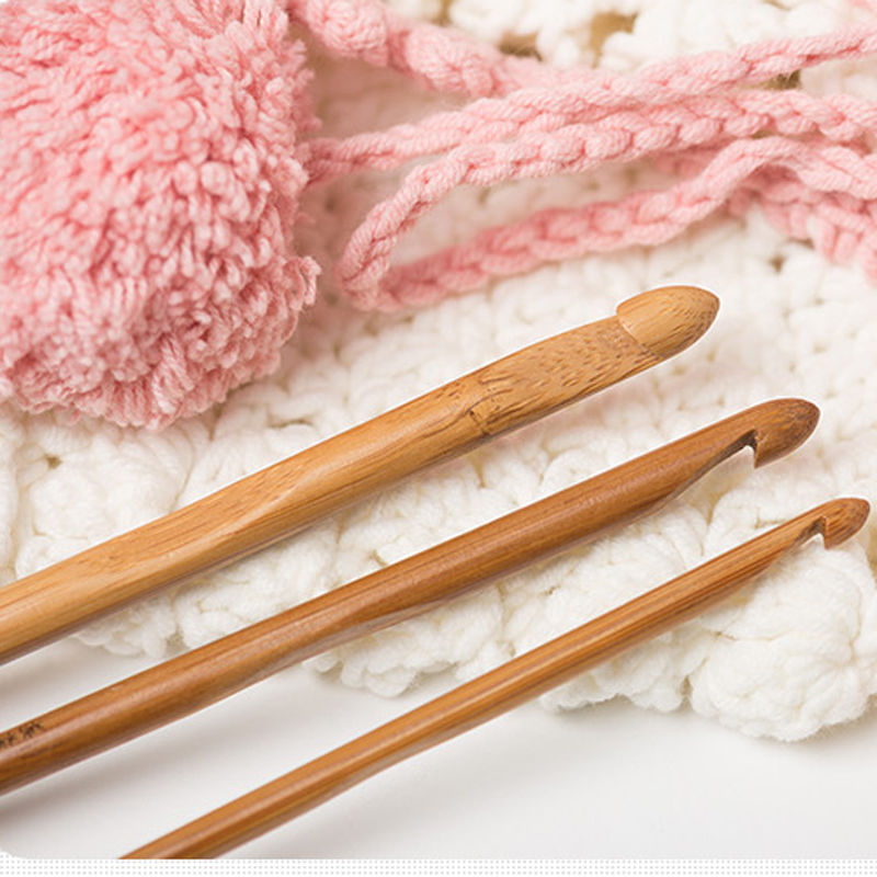 12pcs 6" Bamboo Handle Crochet Hook Knit Craft