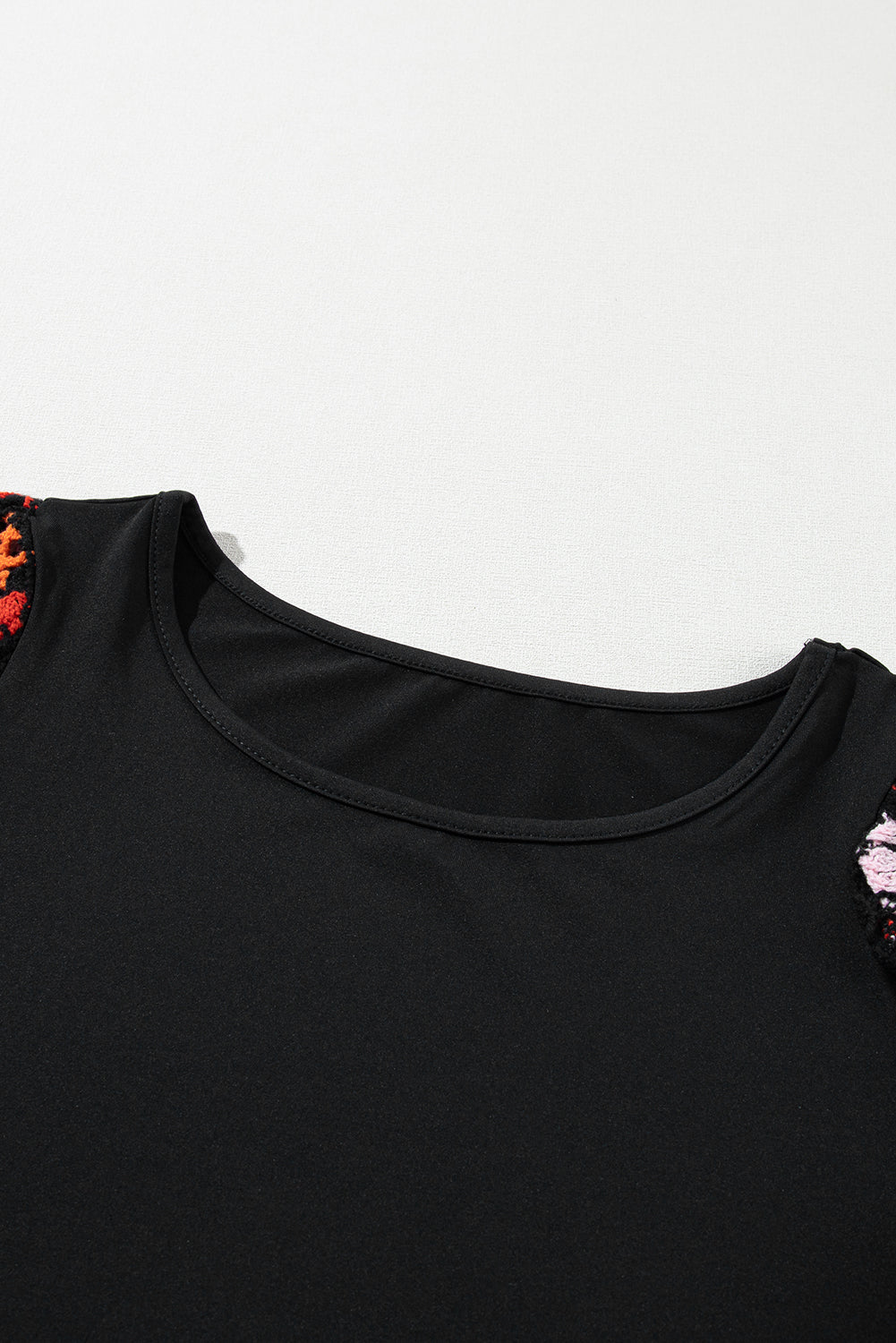 Parchment Floral Crochet Short Sleeve Top