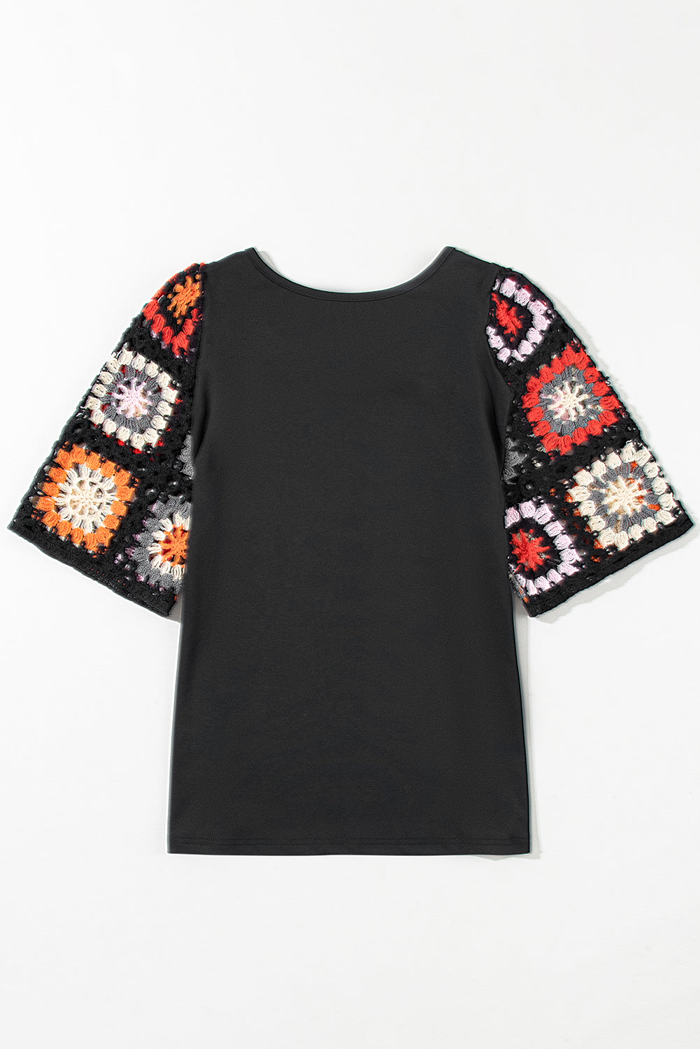 Parchment Floral Crochet Short Sleeve Top