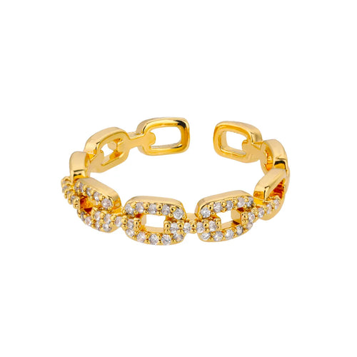 Classic Zircon Twist Chain Rings For Women Stainless Steel Elegant
