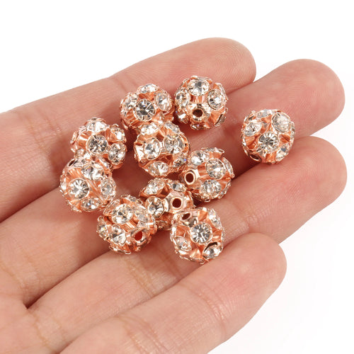 50pcs 6/8/10mm AB Color Metal Crystal Beads Rhinestone Ball Shape