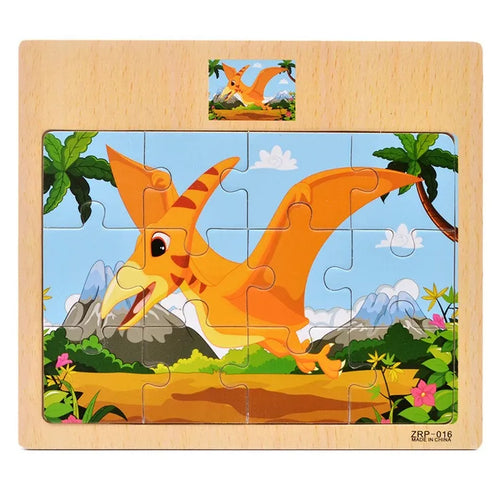 Hot Sale 12/9 PCS Puzzles Wooden Kids Baby Wood Cartoon Vehicle