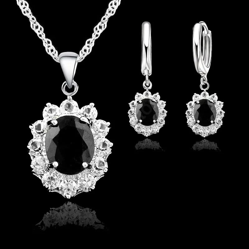 Elegant Princess Wedding Engagement Necklace Earrings Jewelry Sets