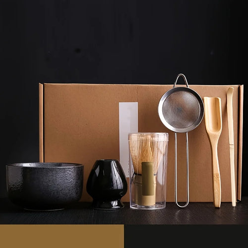 6PCS/Set Japanese-style Matcha Bowl , Spoon, Tea Whisk, Sieve Mesh,