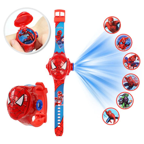2025 New 3D Projection Spiderman Children Watches for Kids Frozen Elsa