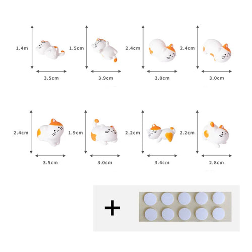 8pc Funny Cute Orange Cat Animal Car Decoration Pvc Craft Miniature