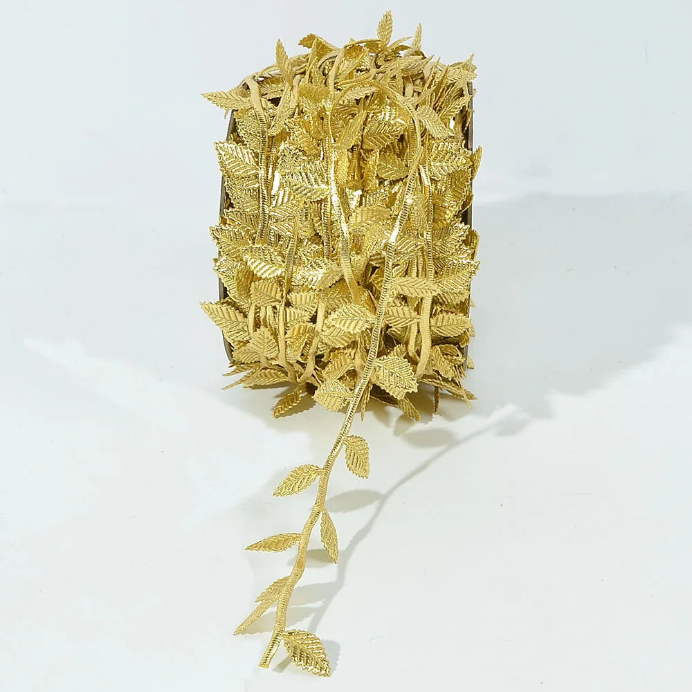 5M Gold Leaves Vine Artificial Silk Leaf Wreath Home Handmade