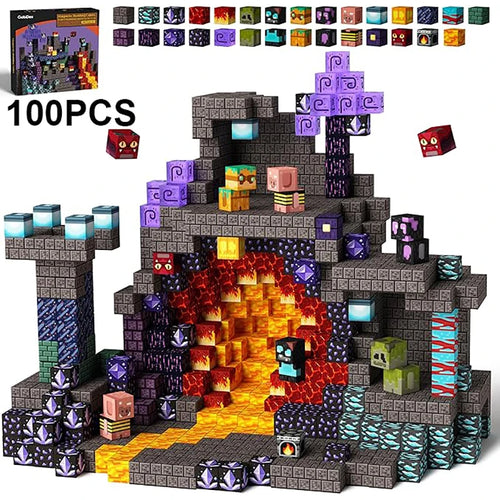 100-300pcs Magnetic Tiles Building Blocks Set,My World Figures Bricks,