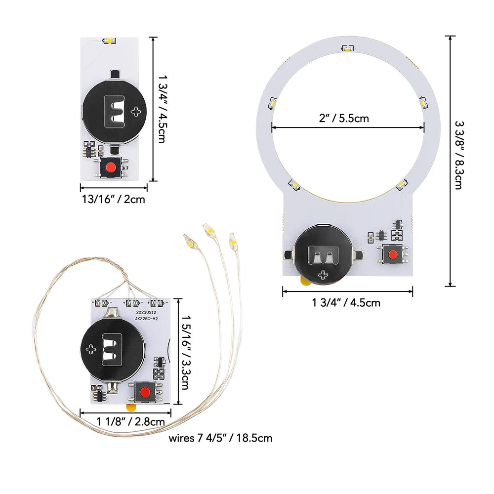 3pcs Halo Lights & Easy Lights for Making Light-Up Cards Craft