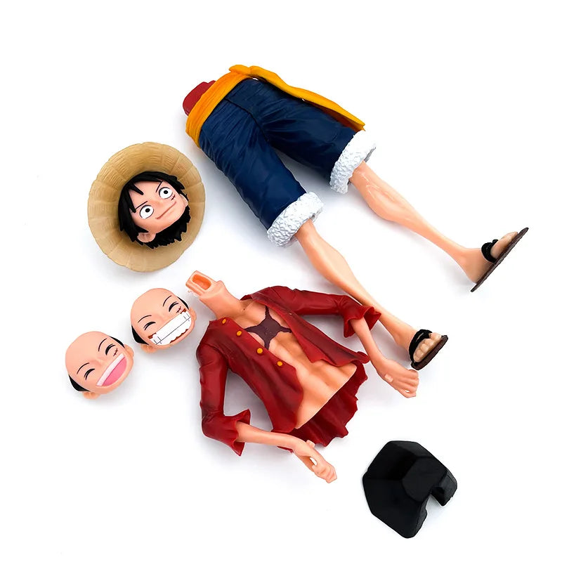 Hot 28cm One Piece Anime Figure Confident Smiley Luffy Three Form