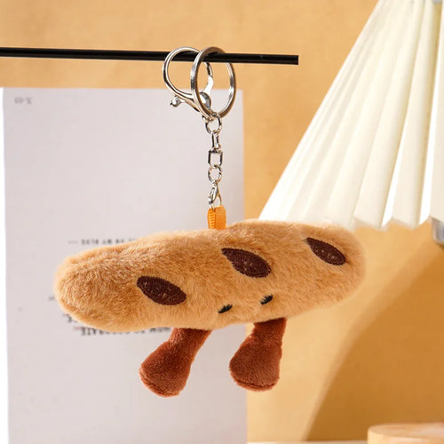 Kawaii Plush Keychain Cartoon Croissant Design for Car Keys Bag Charm