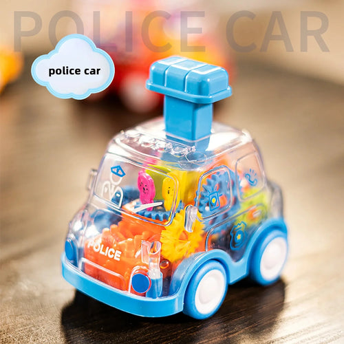 Baby Toy Cartoon Press Gear Car Toy Lnertia Pull-back Transparent Car