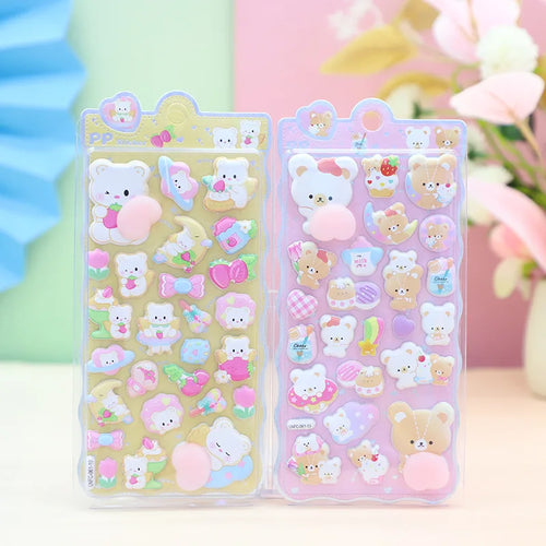 2pcs 3D Cartoon Puffy Stickers Cute Animal Stress Relief Popsicle