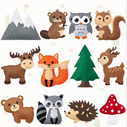 Woodland Animals Craft Kit Forest Creatures DIY Sewing Felt Plush