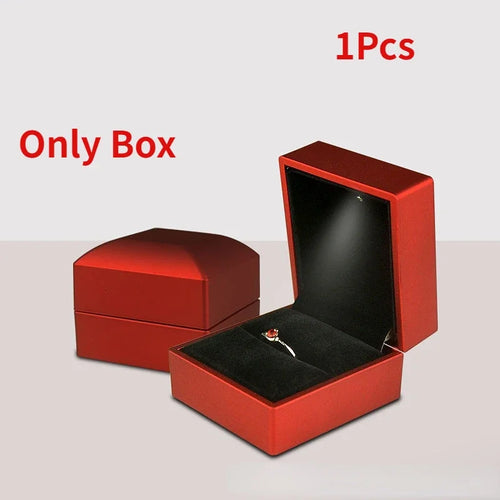 2024 Luxury Ring Box With LED Light Jewelry Diamond Ring Box for