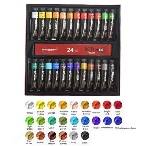 Acrylic Paint Set 12/24/30 Colours 12ml, Perfect for Canvas, Wood,
