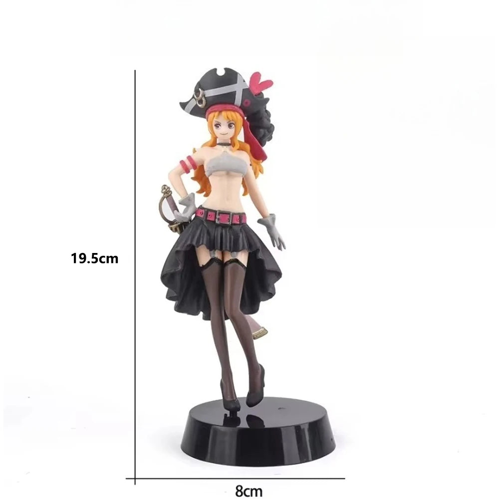 19.5CM Anime One Piece Nami Black Clothes Action Figure ONE PIECE FILM