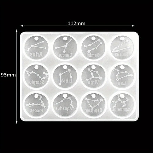 12 Zodiac Constellation Resin Molds Round Star Zodiac Sign Epoxy