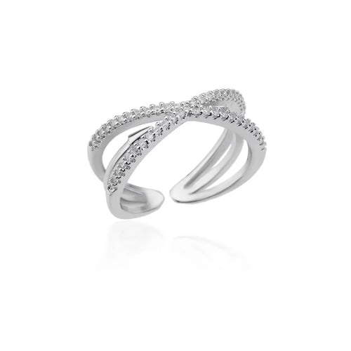 Zircon Cross Ring, Women's Open-end Cross Ring, Aesthetic Jewelry Gift