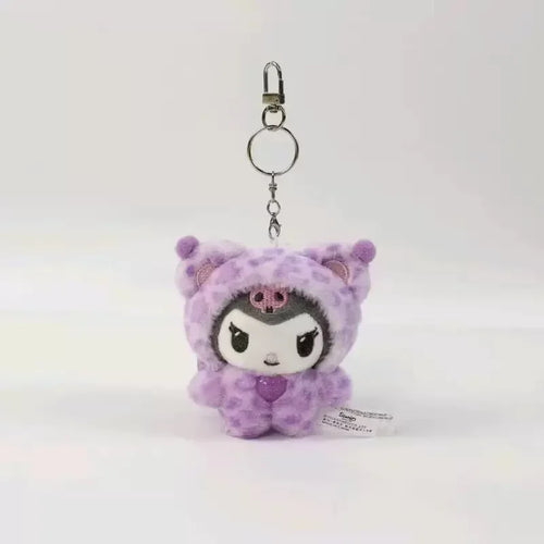 Sanrios Leopard Print Bear Series Hello Kitty Keychain Pendant Cartoon