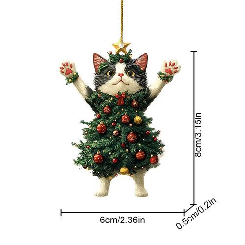 1PC Christmas Tree Pendants Cute Cat Hanging Ornaments for Car