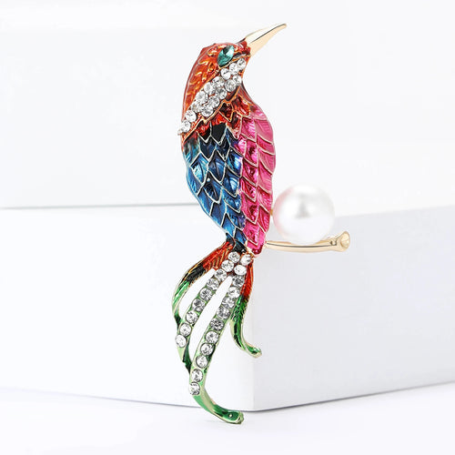 Classic Rhinestones Birds Brooches for Women Unisex Pearls Animals
