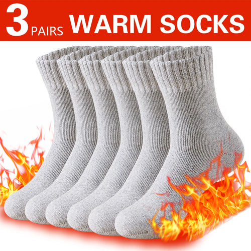 3 Pairs Winter Thick Towel Men's Socks Man's Outdoor Sports Long Socks