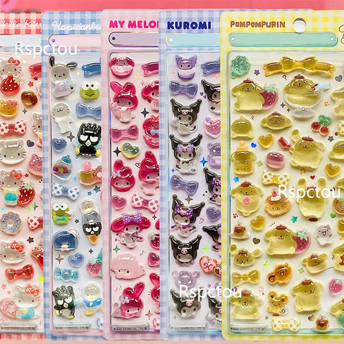 Cute Sanrio 3D Relief Stickers Aesthetic Kuromi Cinnamoroll My Melody