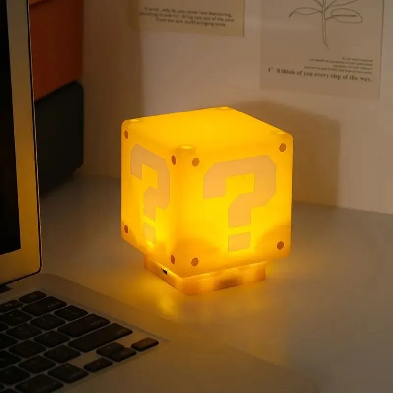 LED Question Mark Brick Night Light With Music USB Charging Desk Lamp