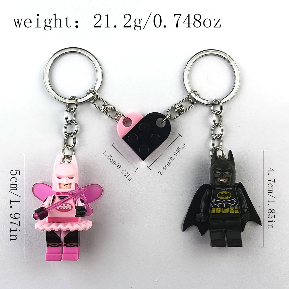 2pcs Beautiful Handmade 3D Bat Couple Keychain Fairy Figure Pendant