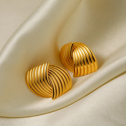 Fashion Glossy Three-Layer Textured Intersecting Knot Earrings for
