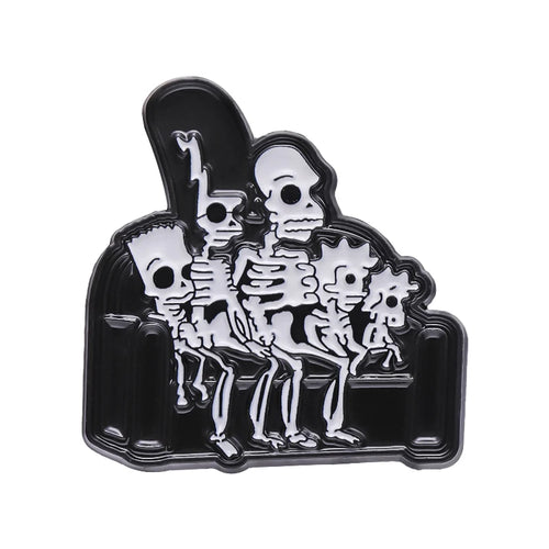 Animated Sitcom Punk Skull Brooch Enamel Pins Funny Cartoon Metal