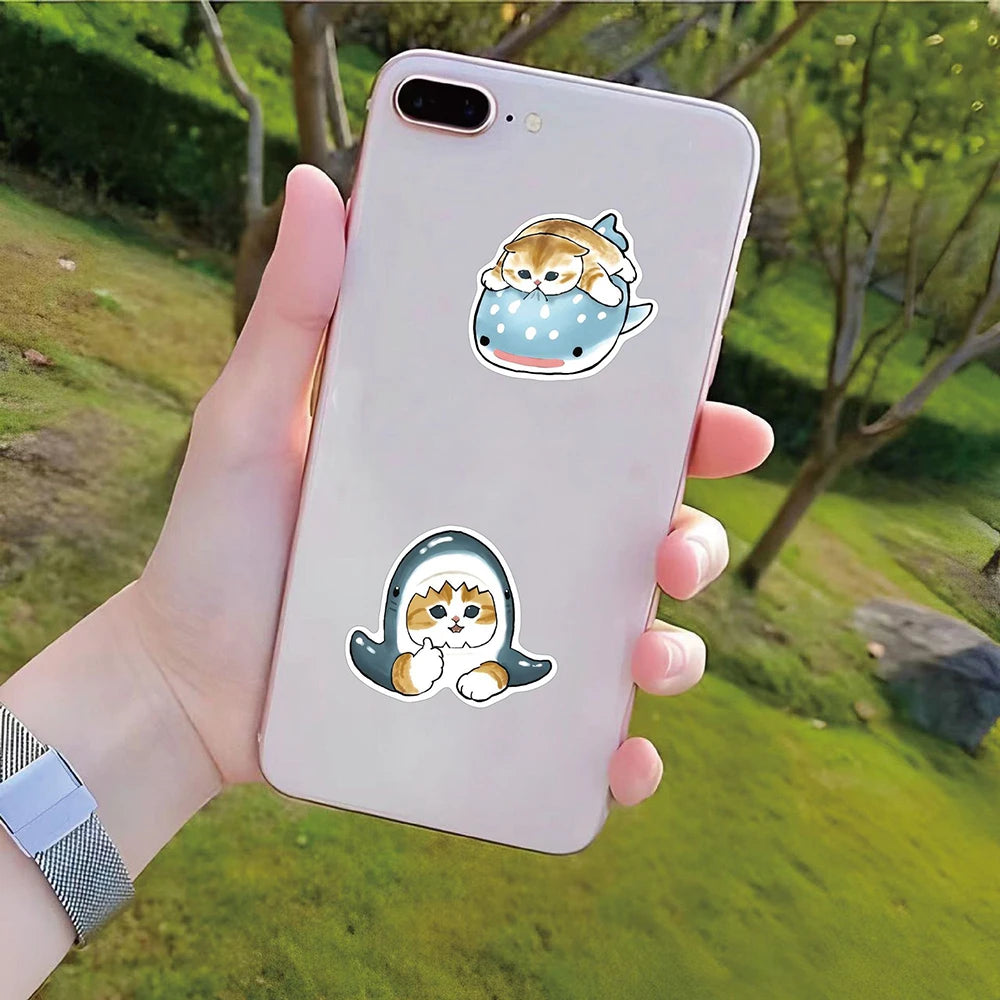10/30/50pcs Funny Kawaii Cat Aesthetic Stickers Cute Cartoon Decal