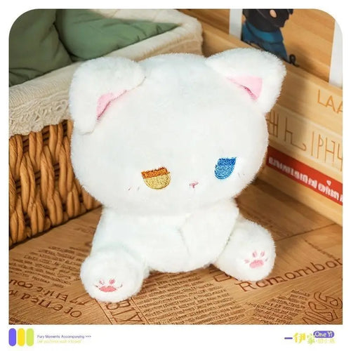 Cute Sleepy Emo Black Cat 16cm Plush Toy Soft Fluffy Cartoon Sitting