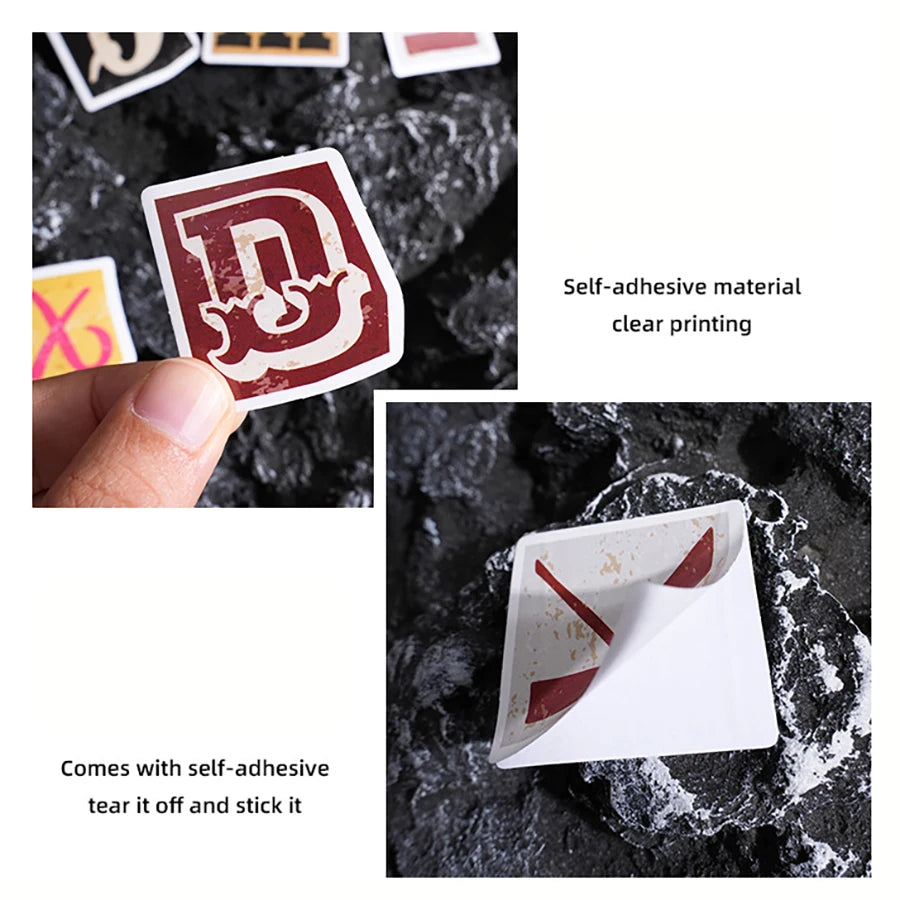 DIY Retro Letter Colorful English Alphabet Stickers, Decorative
