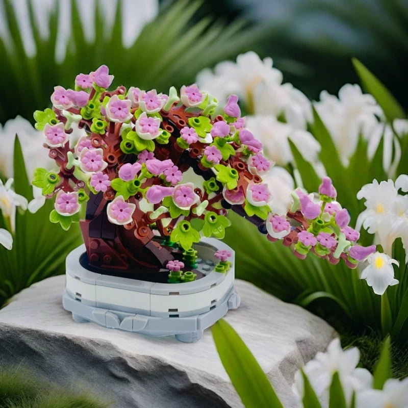 462PCS Bonsai Building Block Flower Creative Plant Cherry Blossom Tree