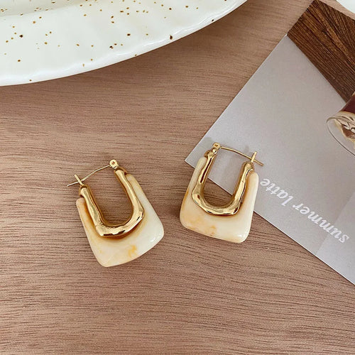 Multicolor Irregular Geometric U-shaped Ear Buckle Earrings Women Chic