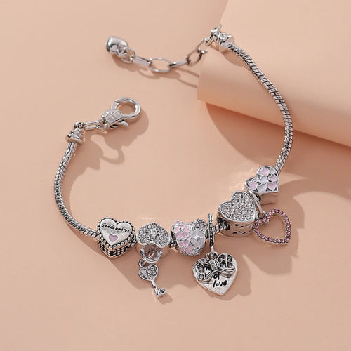 1PC Women's Fashion Multi Element Beaded Love Pan Family Bracelet