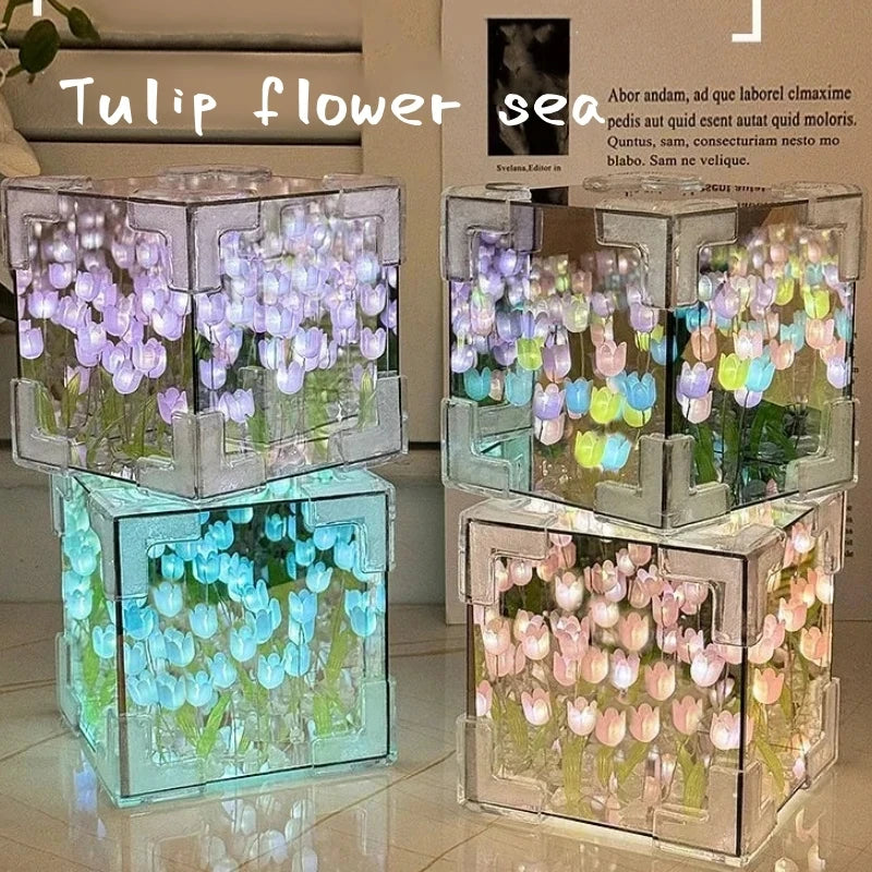 Handmade DIY Tulip Flower Cube Night Light GT Full Set of Material