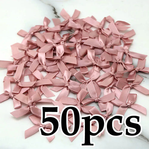 (50 Pcs) 4*4cm Colourful Ribbon Bows Small Size Polyester Satin Ribbon