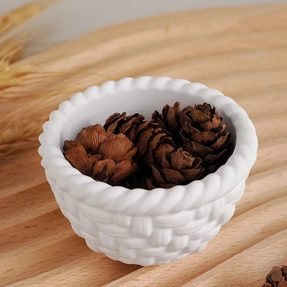 Woven Basket Flowerpot Silicone Mold DIY Handmade Candle Cup Plaster