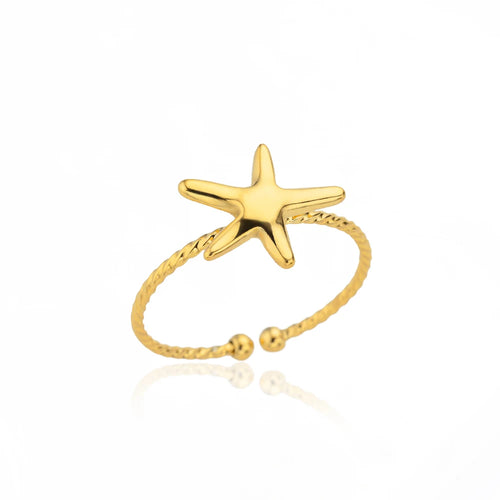 Stainless Steel Rings for Women Waterproof Open Gold Color Ring