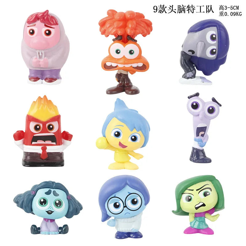 9PCS Mini Inside Out 2 Action Figure Toy Cartoon Movie Joy Anxiety