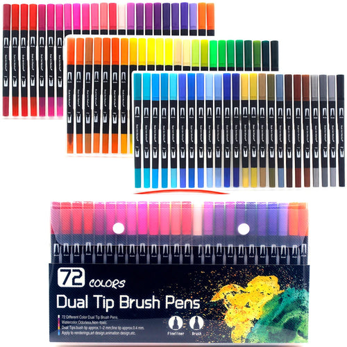 12-168 Colors Dual Brush Pens Art Markers Watercolor Fine and Brush
