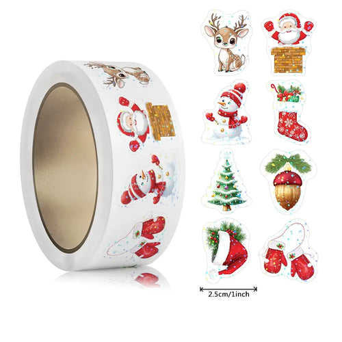 500pcs Laser Cartoon Christmas Stickers Christmas Gift Wrapping Label
