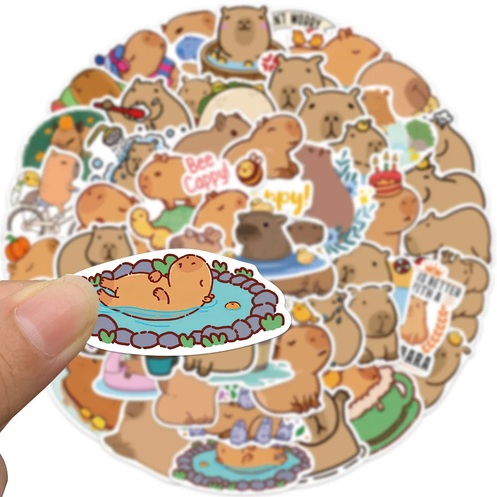 50PCS Cute Capybara Animal Stickers Car Motorcycle Travel Luggage