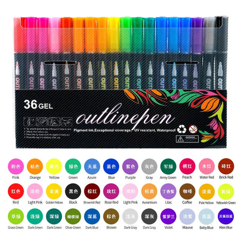 8/12/24/36/48 colors Double-line Outline pen contour pen Dream flash